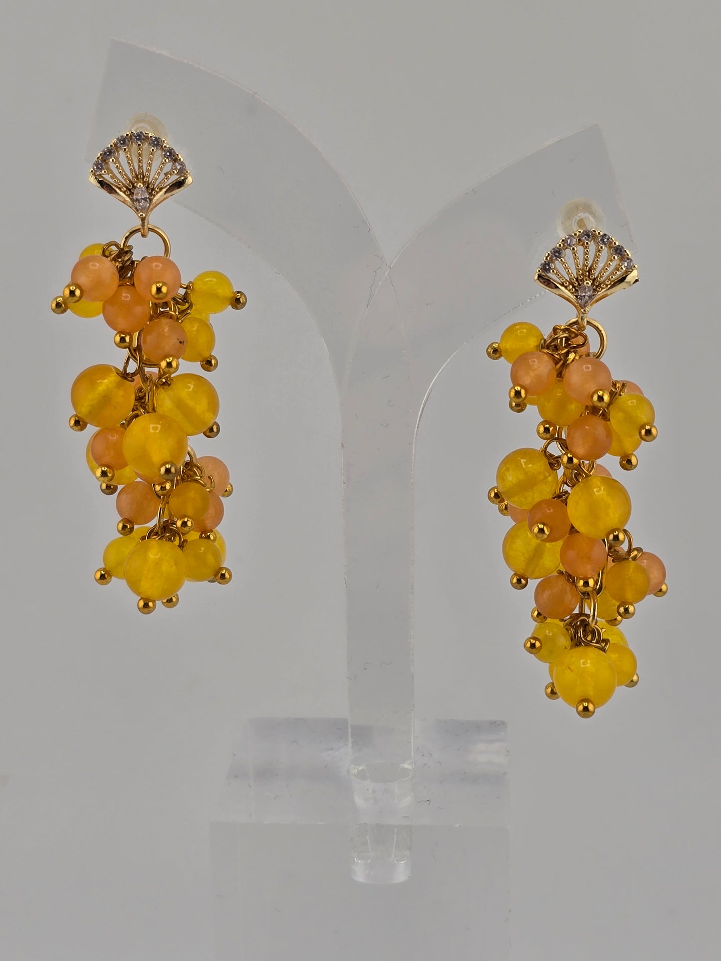 Boucles d'oreilles en grappe de Jade