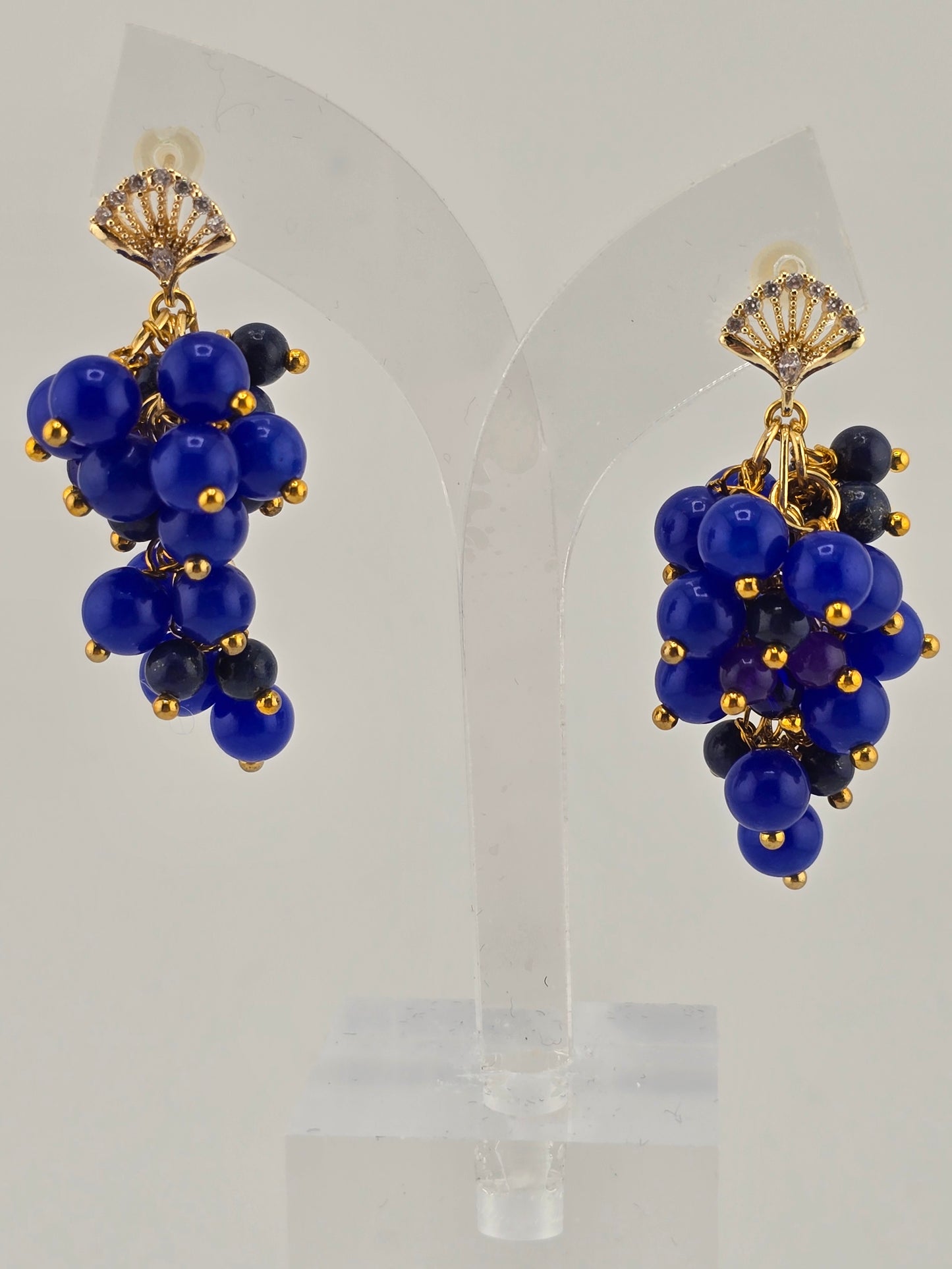 Boucles d'oreilles en grappe de Jade
