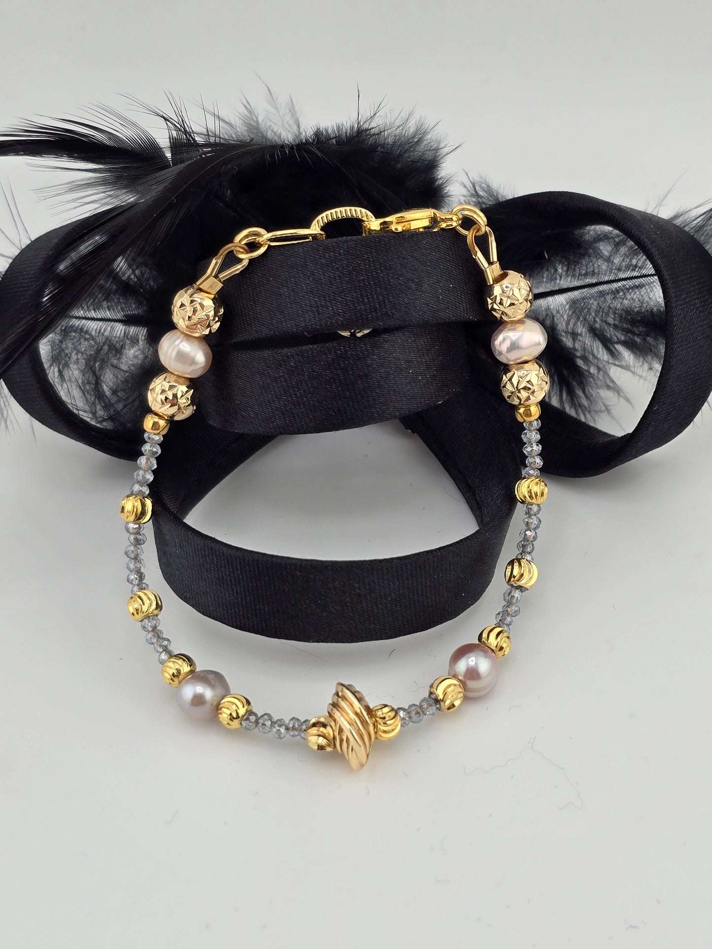 Bracelet avec perles de culture et Aigue Marine