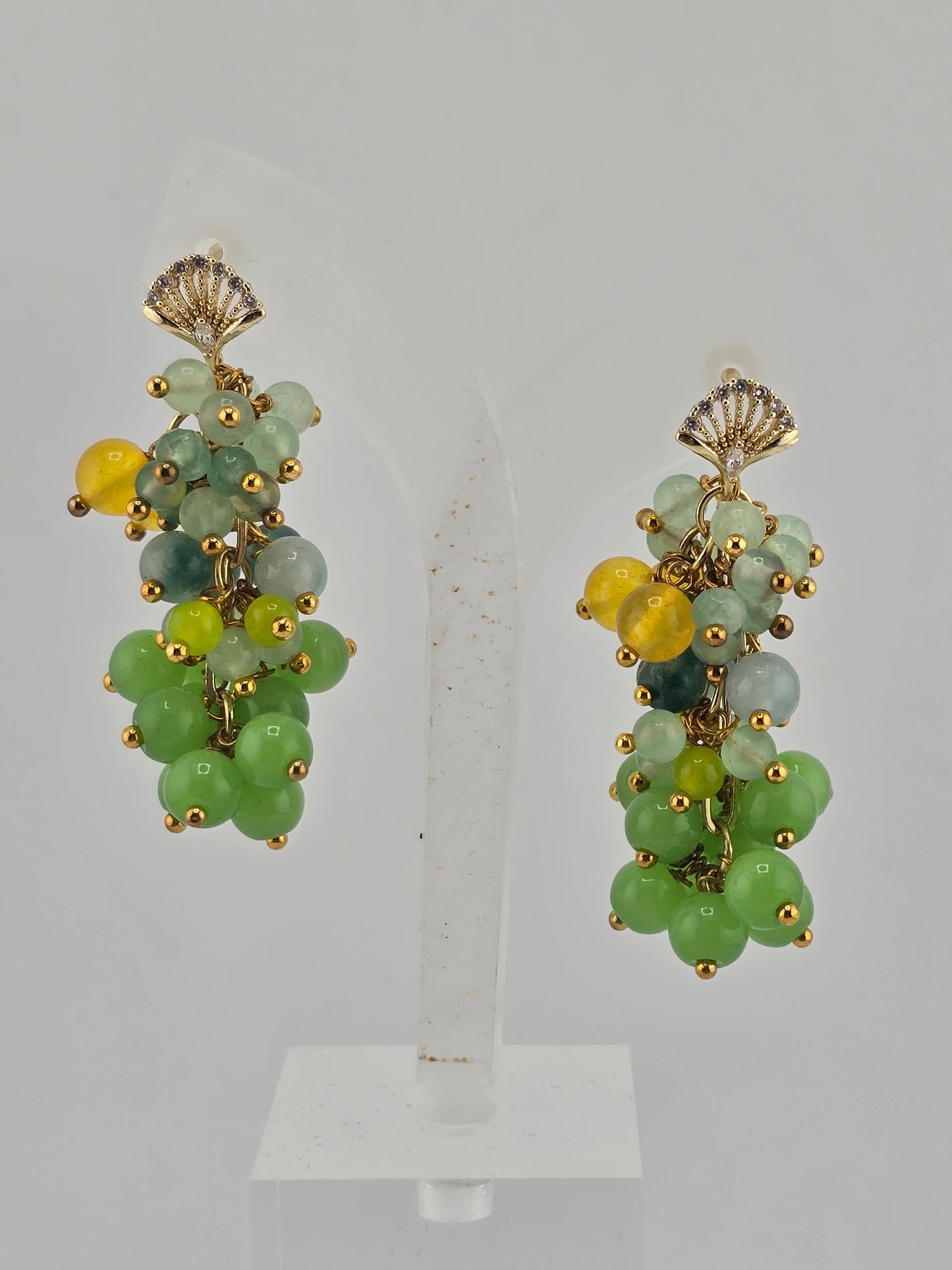 Boucles d'oreilles en grappe de Jade