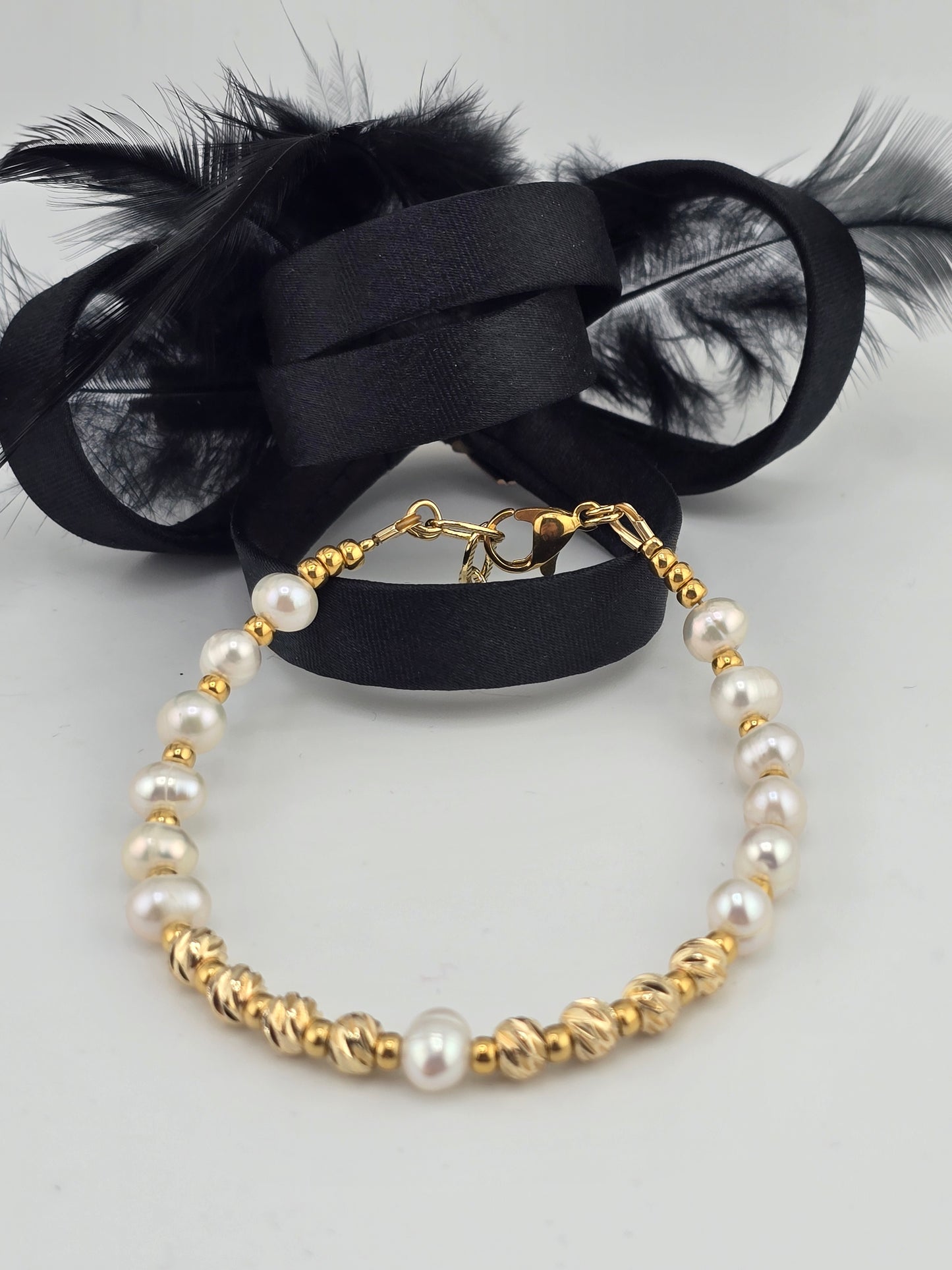Bracelet en perles de culture et plaqué or 18K