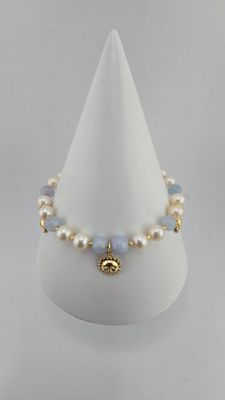Duo de perles de culture et aigue marine