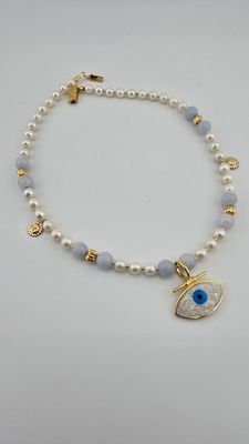 Duo de perles de culture et aigue marine
