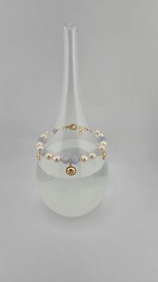 Duo de perles de culture et aigue marine