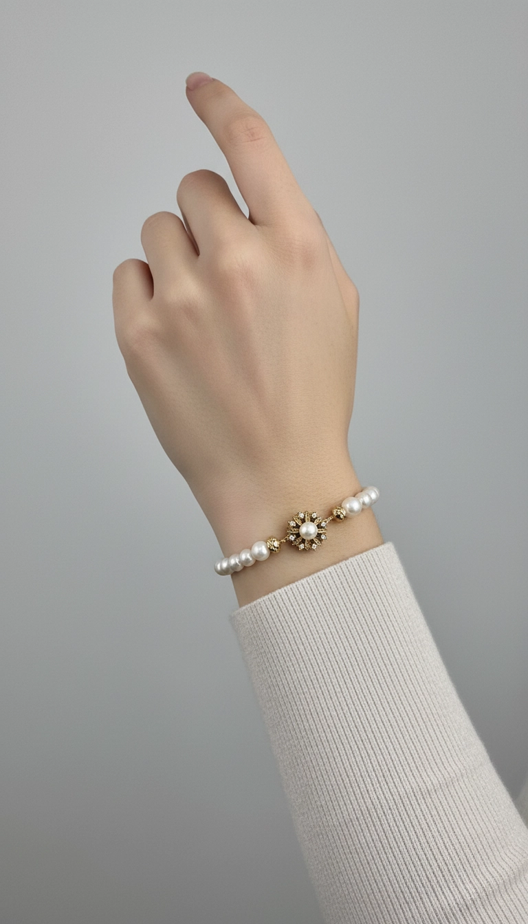 Bracelet en perles de culture et fermoir couture