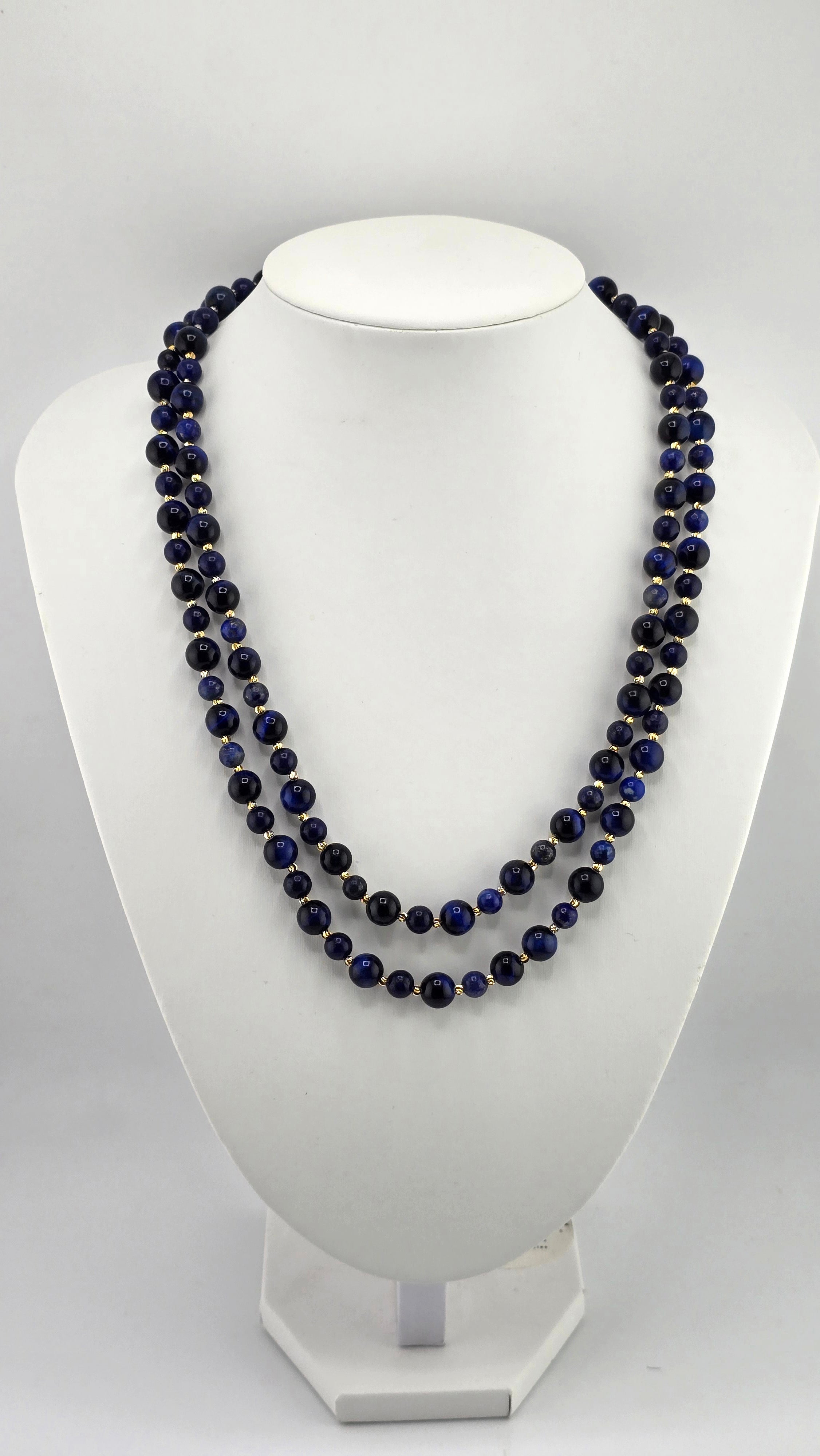 Collier double rangs en Lapis-lazuli et plaqué or