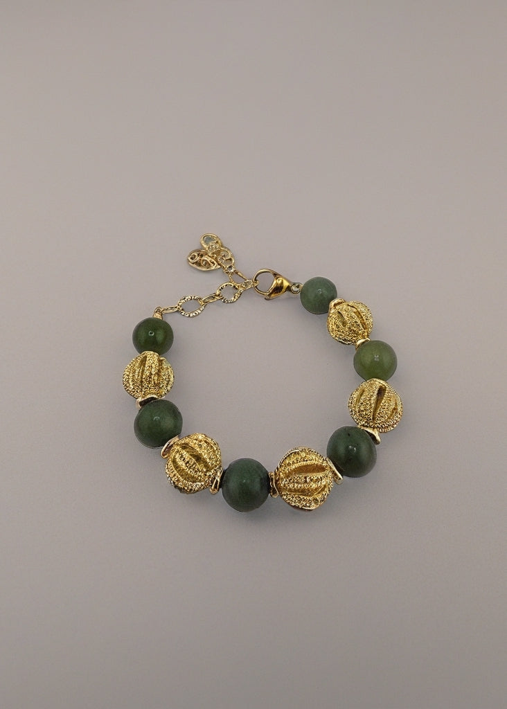 Bracelet en Agate et perles en plaqué or