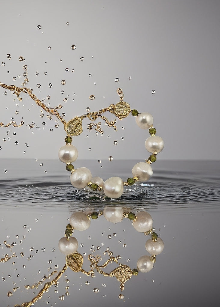 Bracelet en perles de culture baroque et cristal