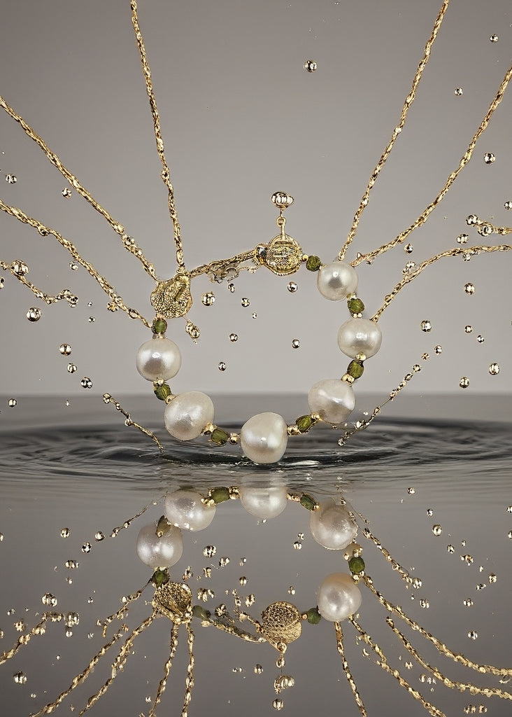 Bracelet en perles de culture baroque et cristal