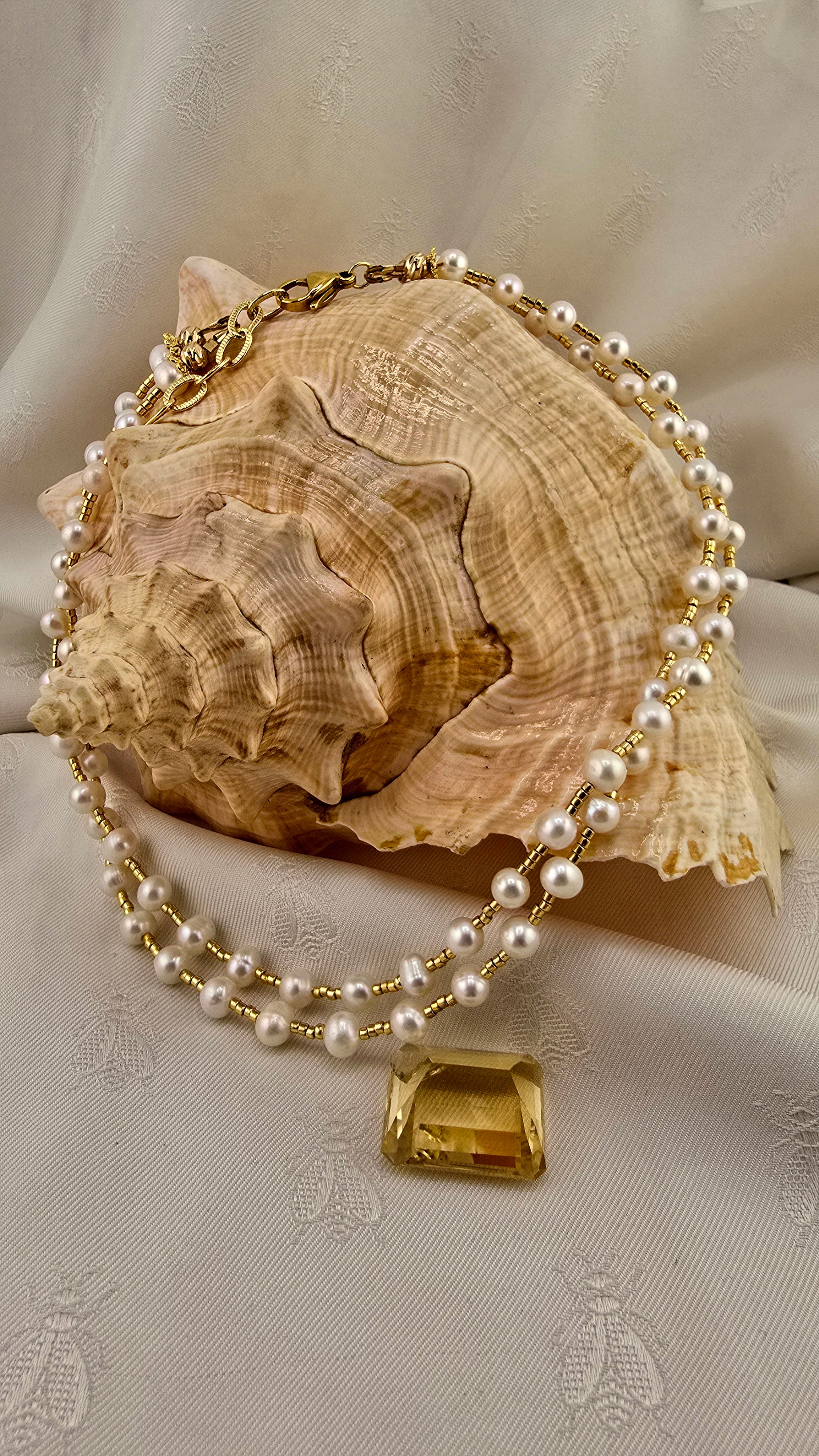 Collier deux rangs de perles de culture