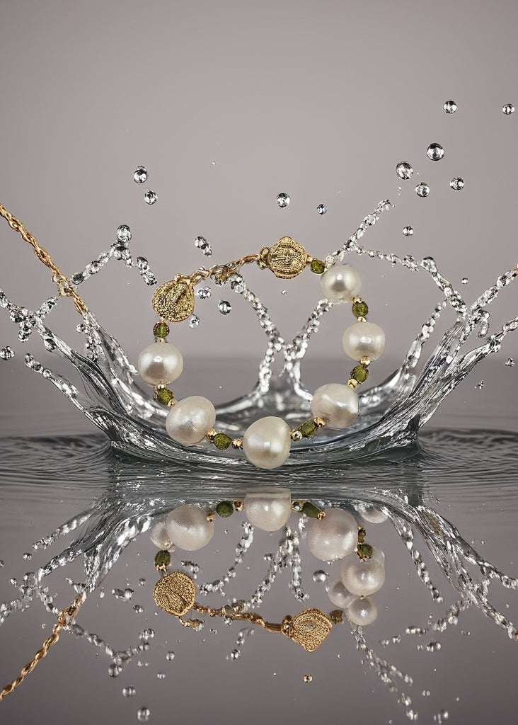 Bracelet en perles de culture baroque et cristal