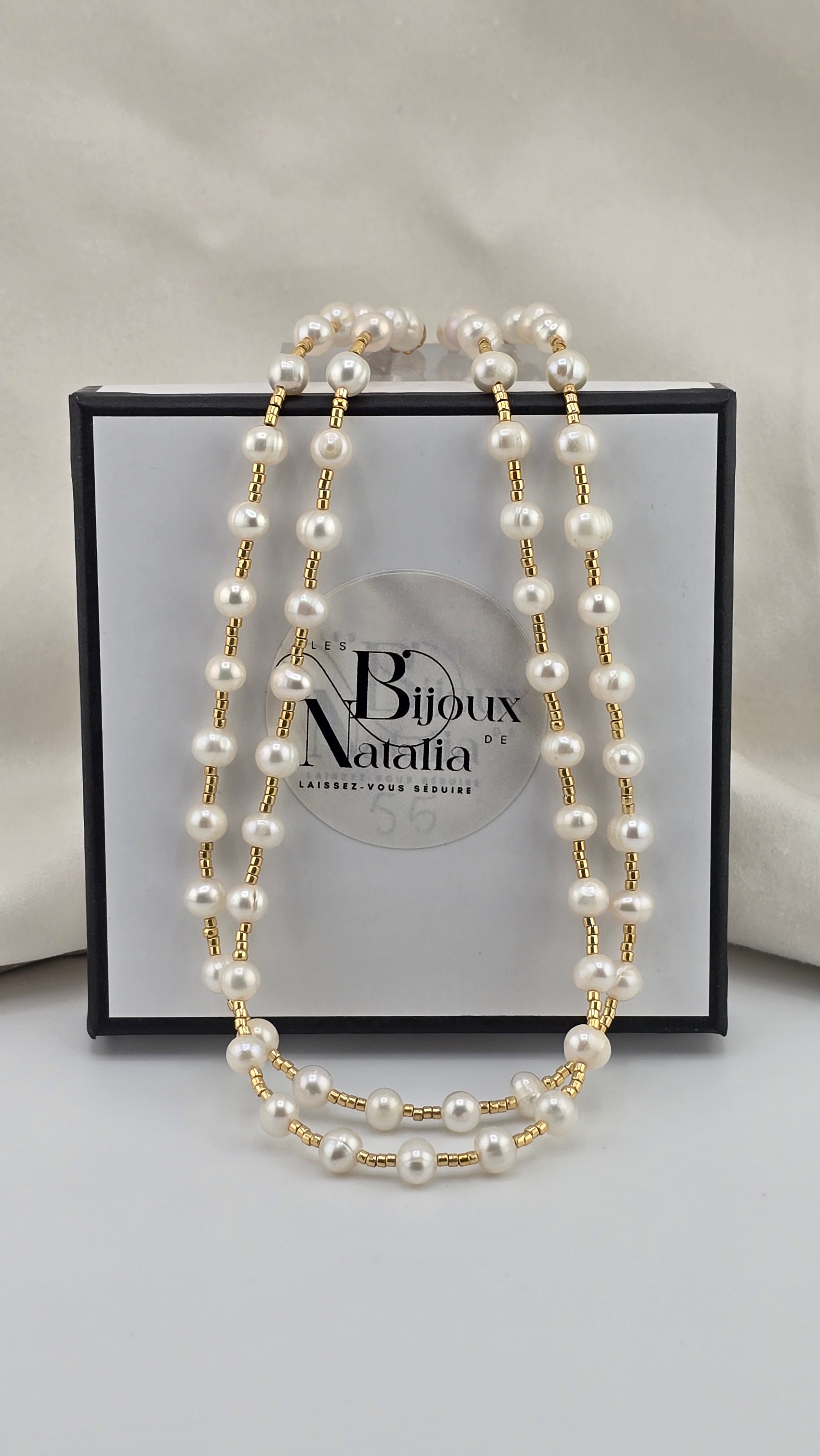 Collier deux rangs de perles de culture