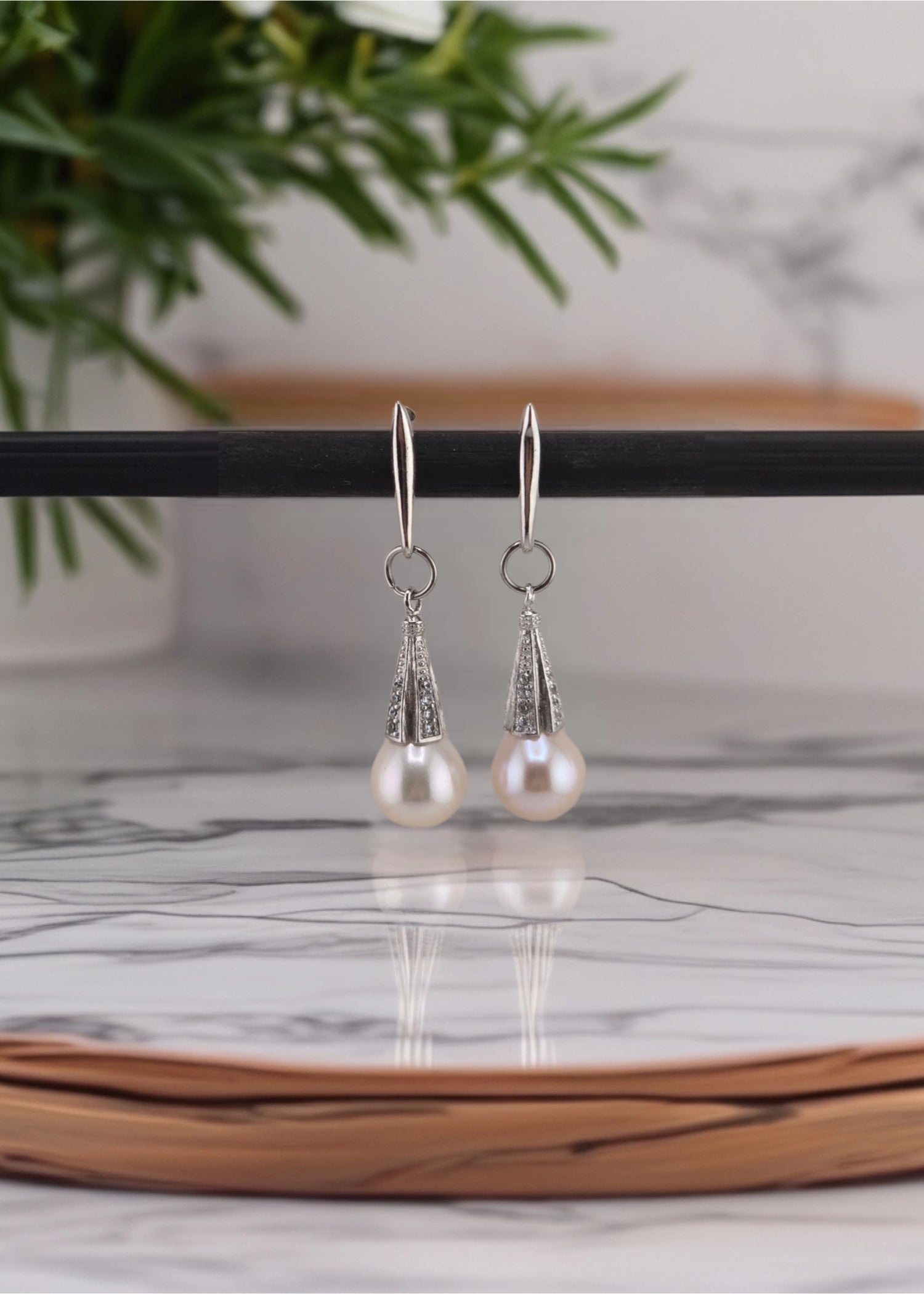 Boucles d’oreilles en argent et perles de culture