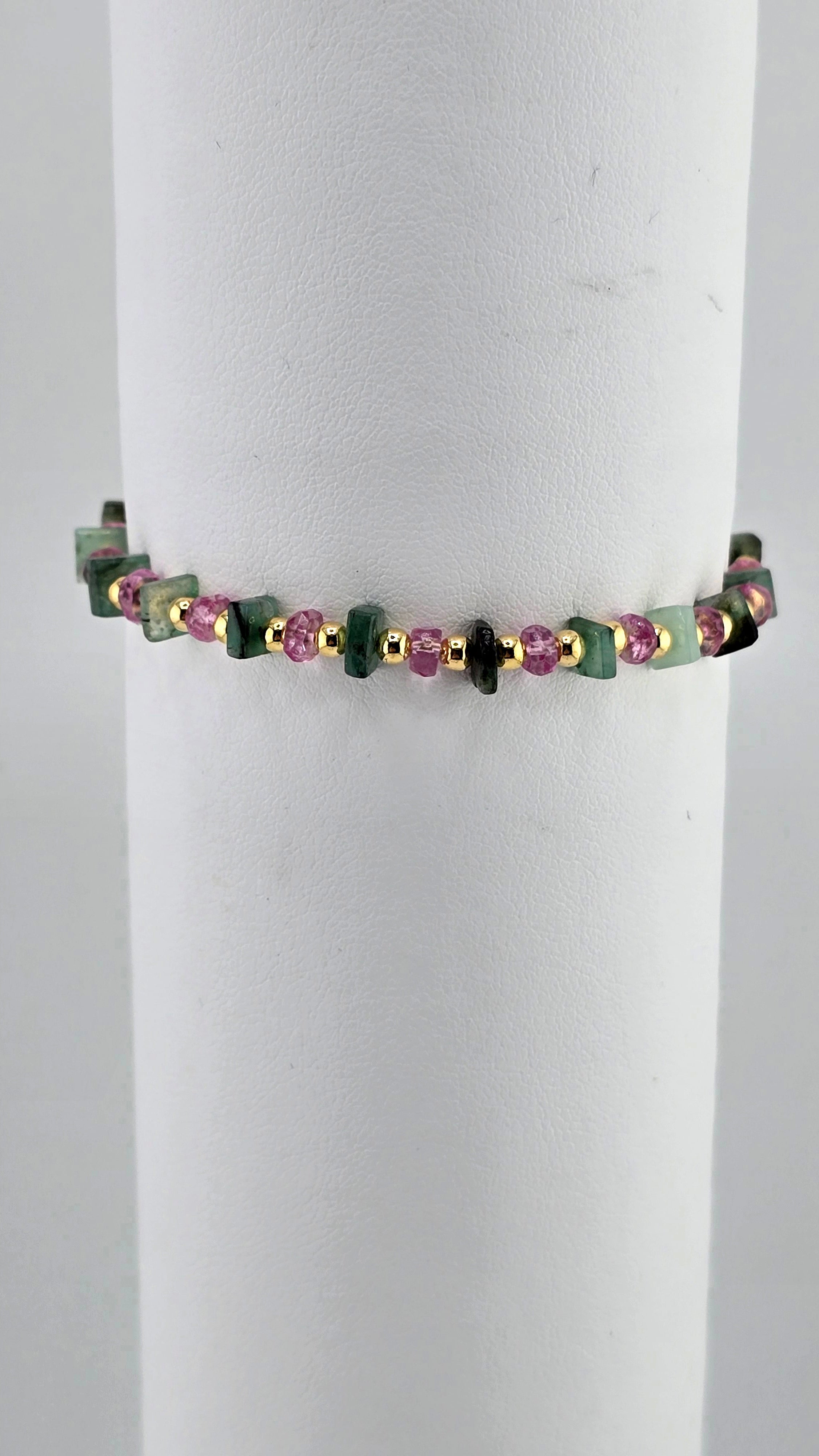 Bracelet en Topaze rose avec perles en vermeil rondes et lisses