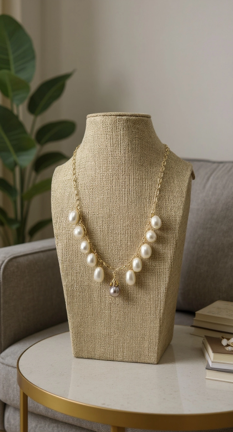 Majestueux collier chaine en perles de culture