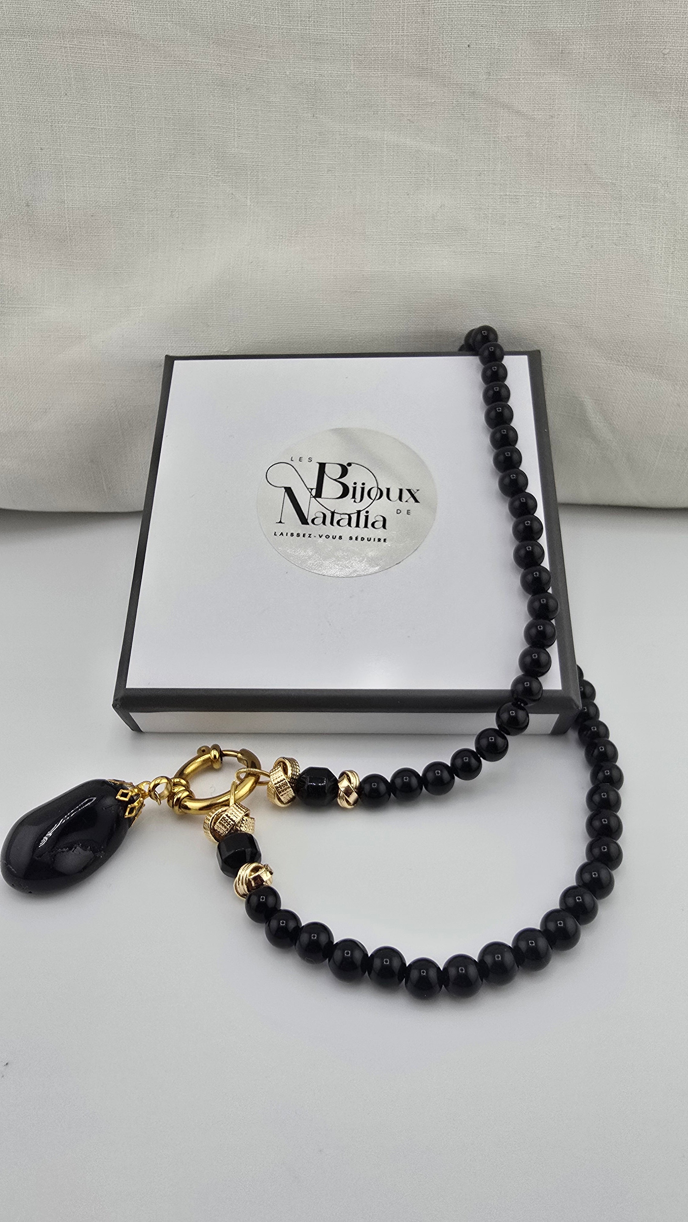 Collier en onyx noir