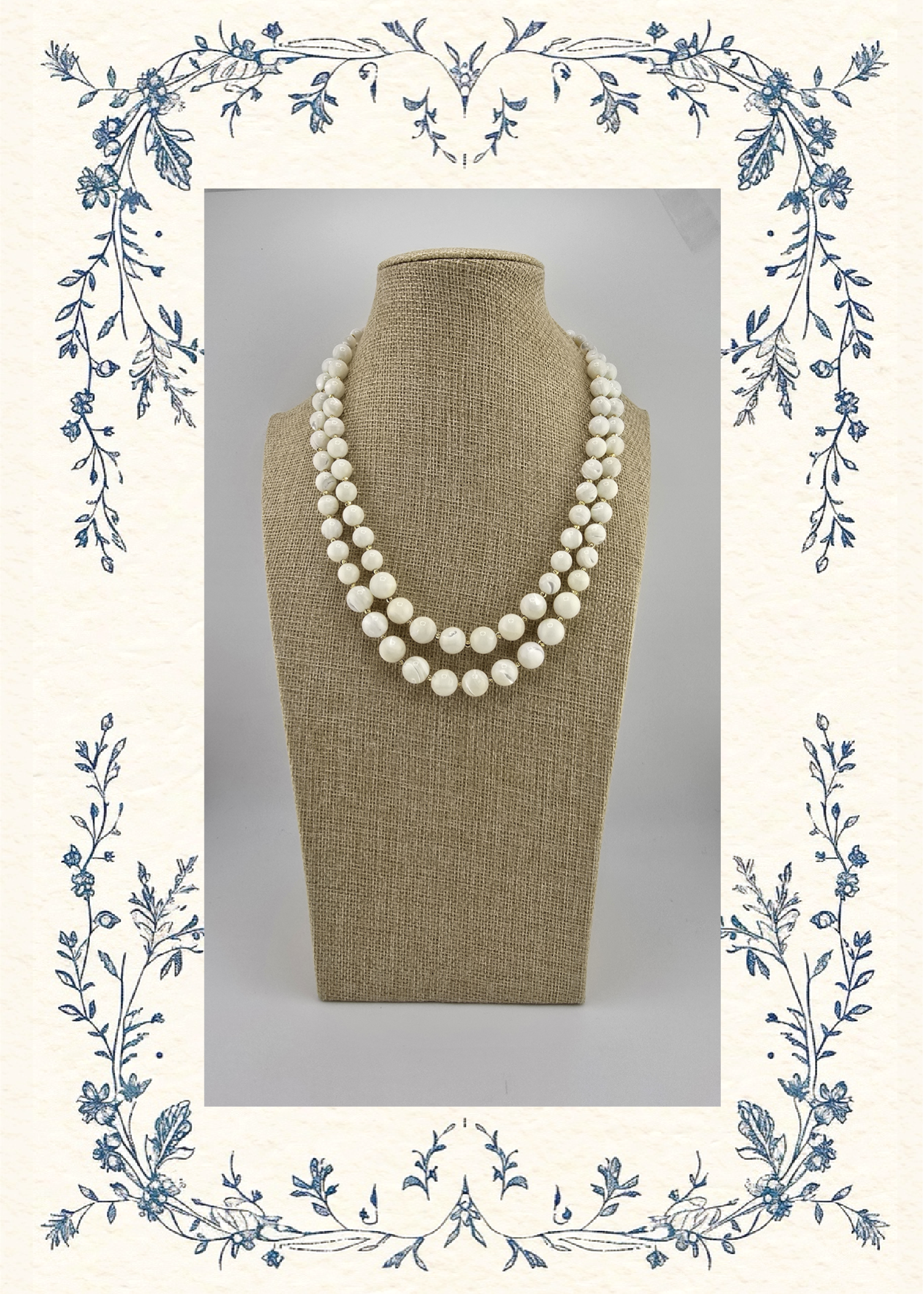 Collier double rangs en nacre luisante