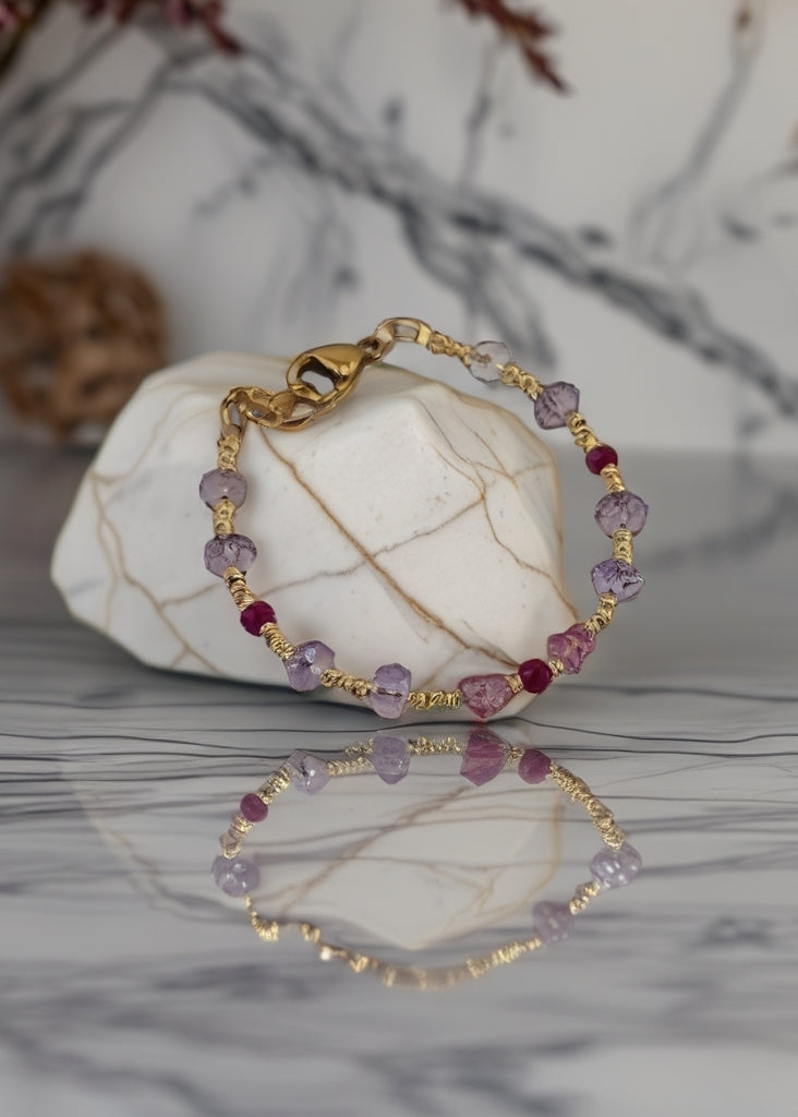 Amethyst, Topaz and Ruby Bracelet