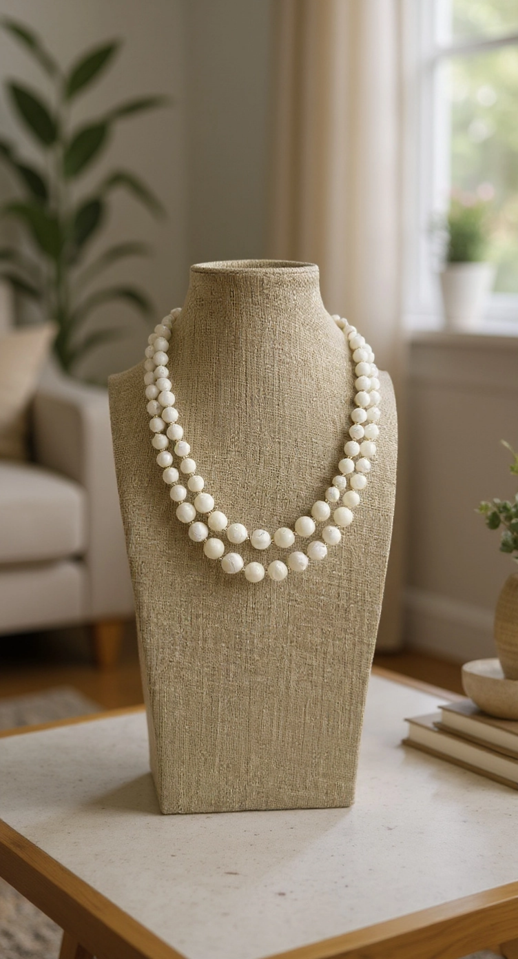 Collier double rangs en nacre luisante