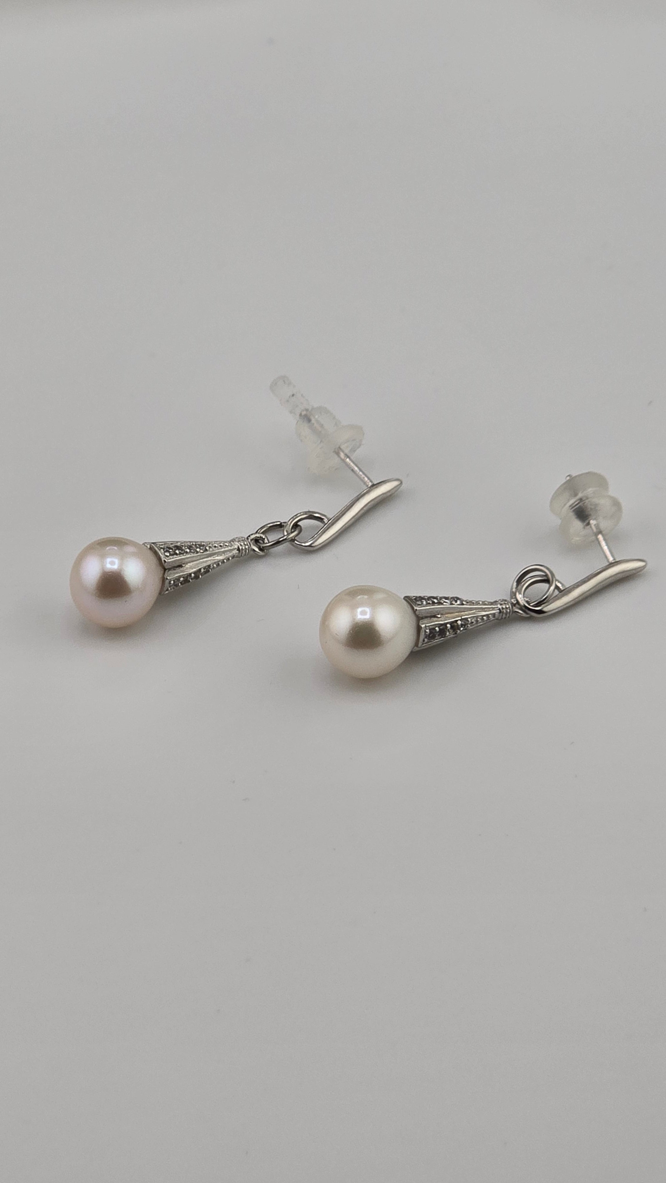 Boucles d’oreilles en argent et perles de culture
