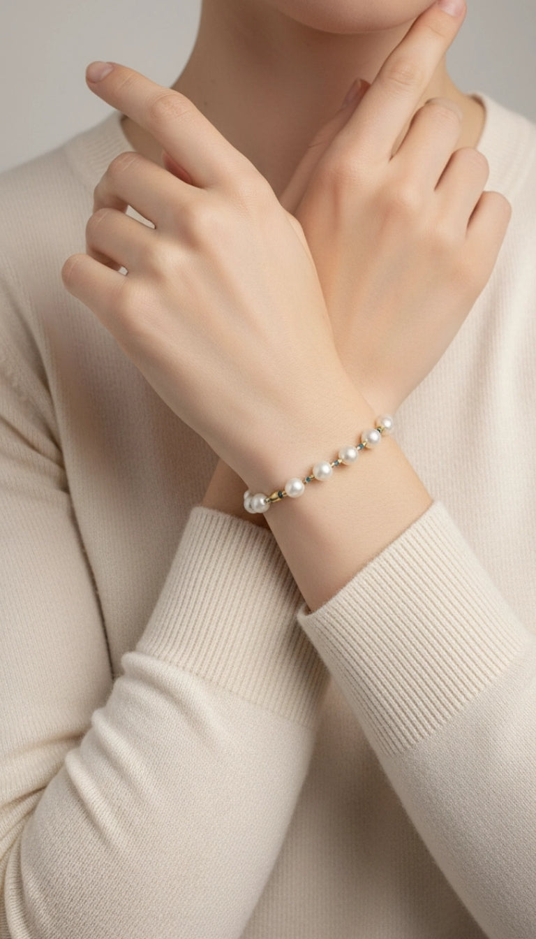 Bracelet en perles de culture blanches