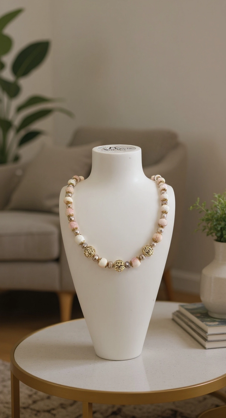 Collier en perles de culture et perles de Lambi