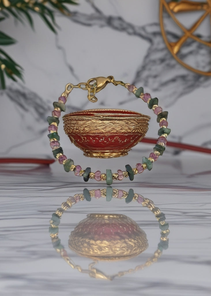Bracelet en Topaze rose et Emeraude Myammar
