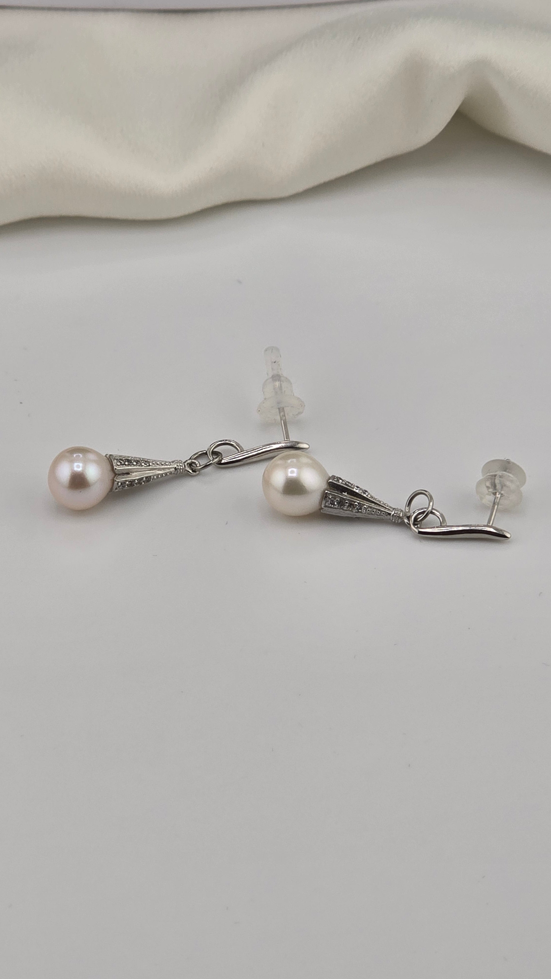 Boucles d’oreilles en argent et perles de culture