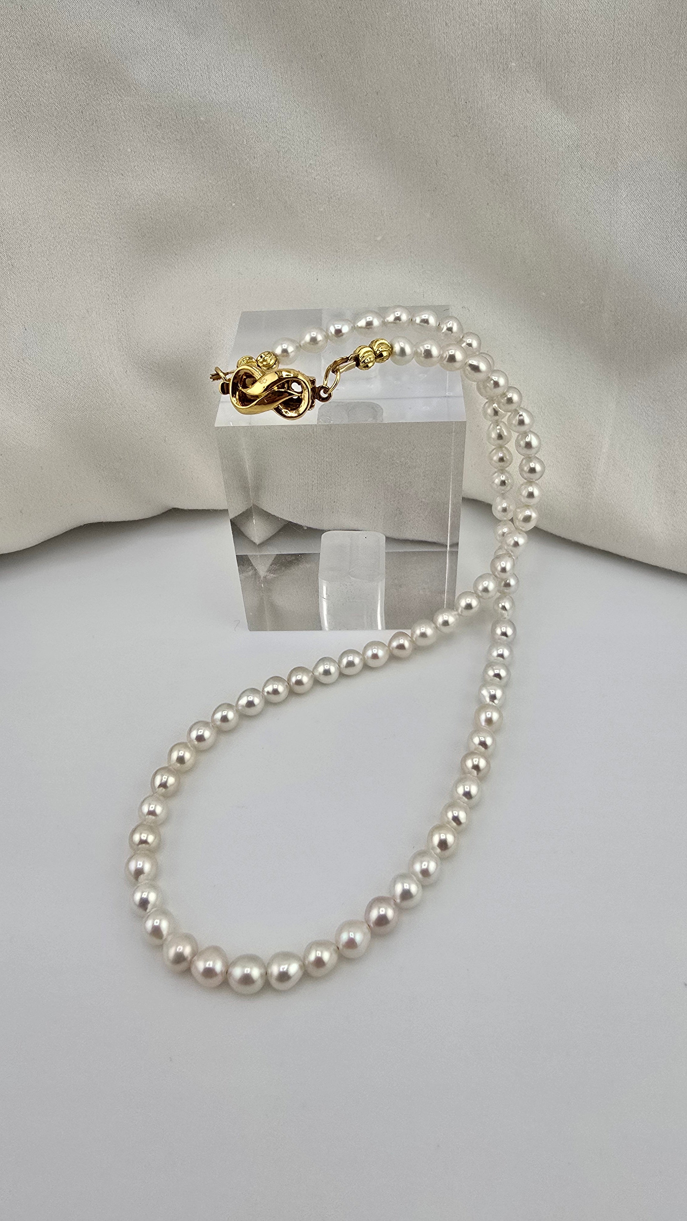 Collier en perles de culture rondes et blanches dans son écrin