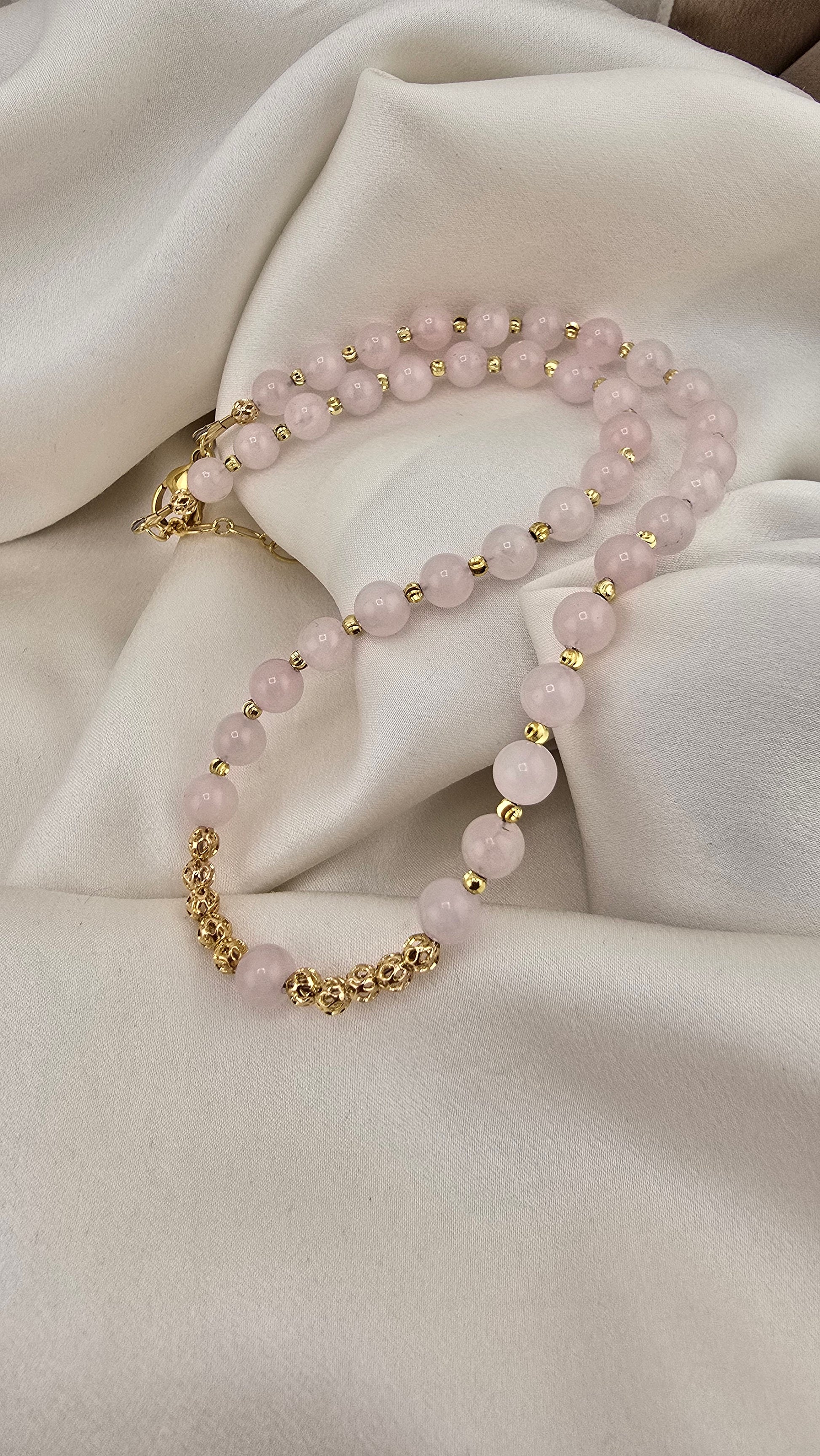 Collier ras du cou en Quartz rose