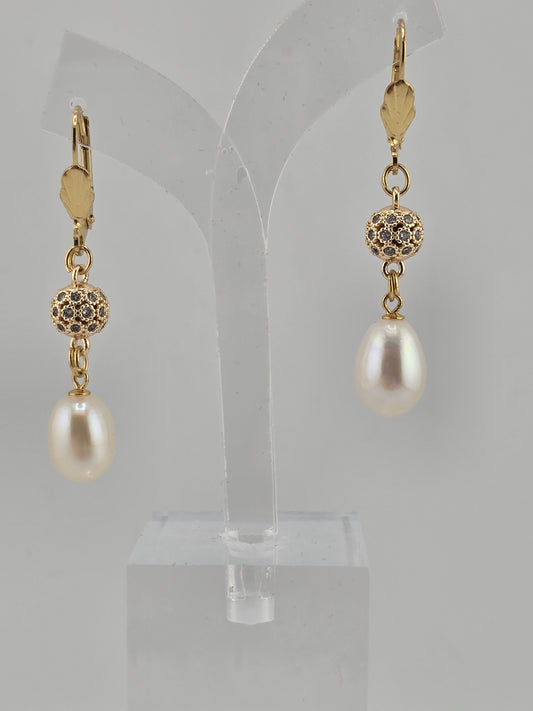 Genuine cultured pearl earrings