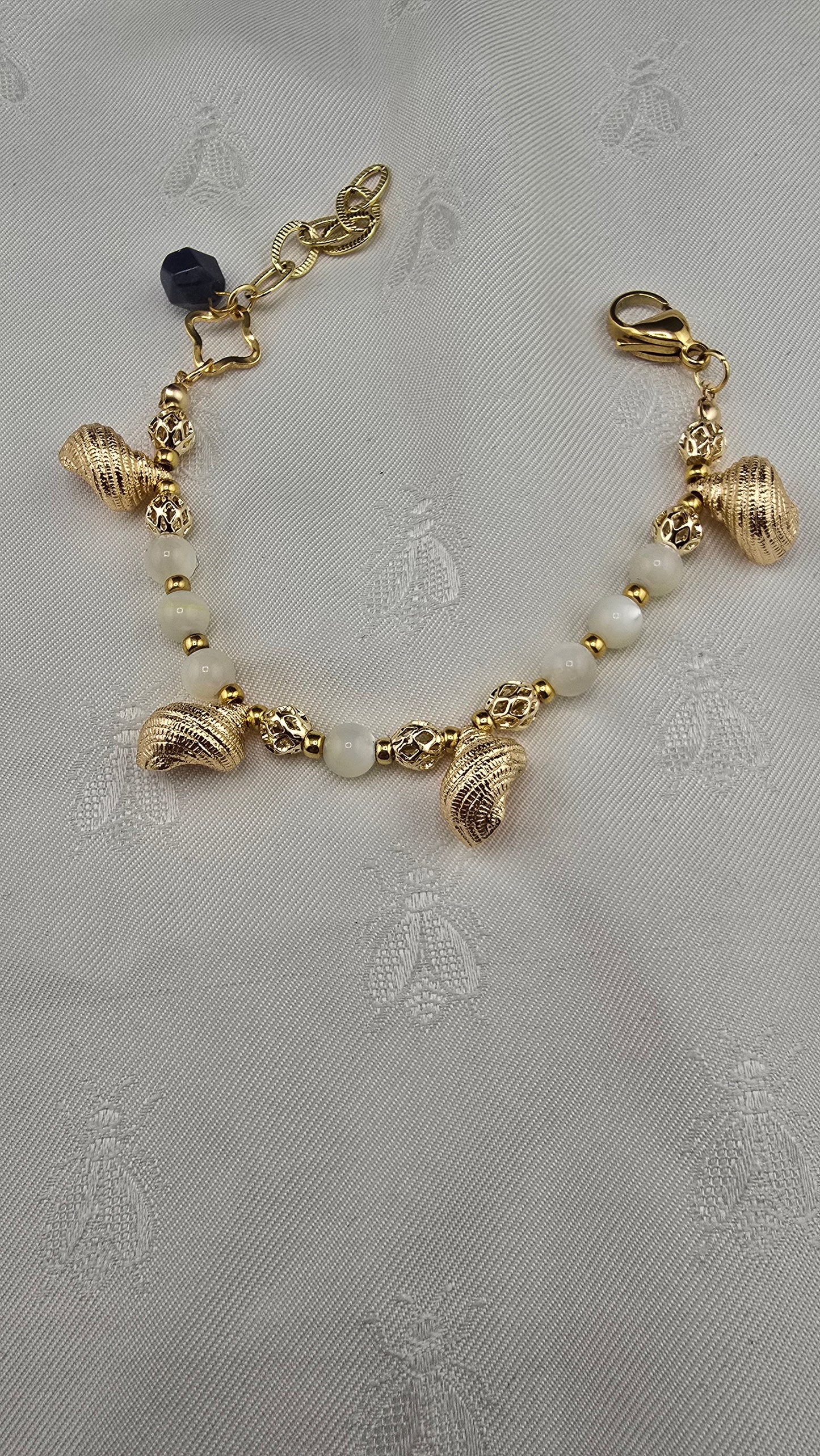 Mother-of-pearl and 14-carat gold-plated bracelet