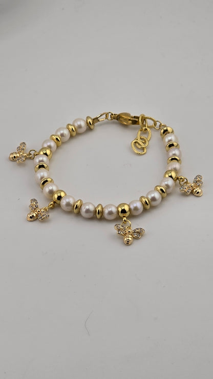 Bracelet en perles de culture plaqué or 18K