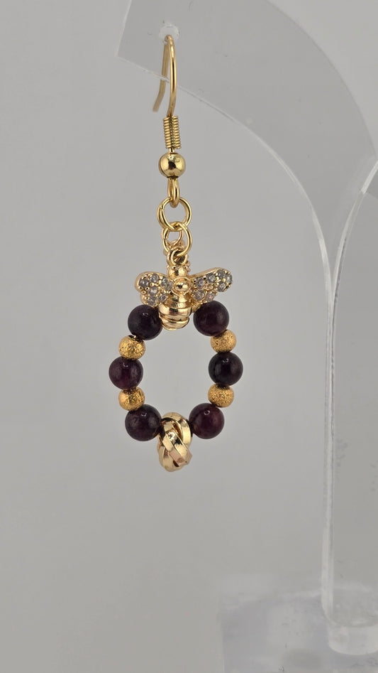 Boucles d'oreilles en Grenat et plaqué or 18K