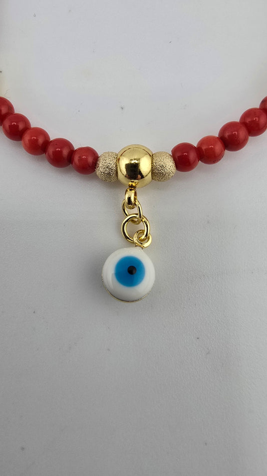 Bracelet en corail rouge avec charms