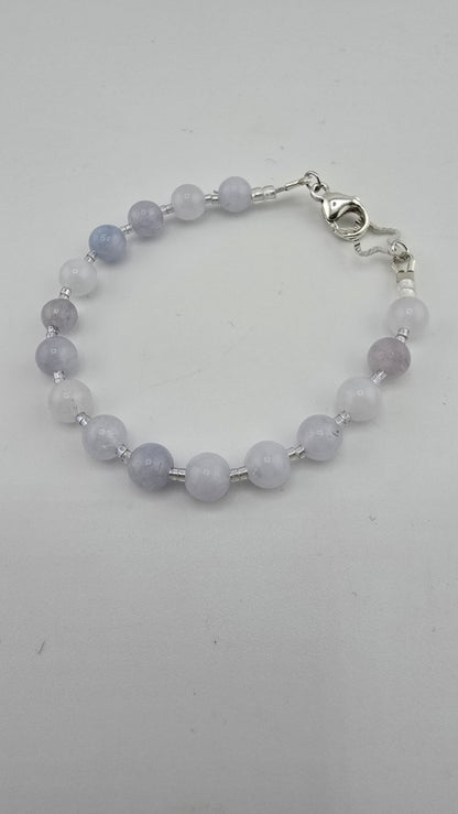 Bracelet en Aigue Marine et argent rhodié 925/1000