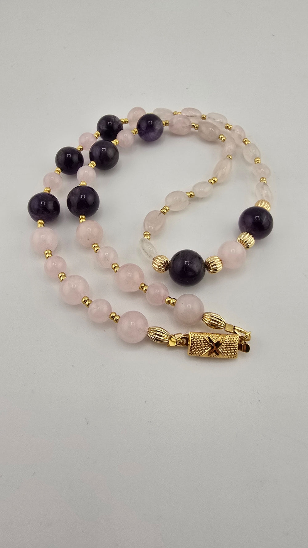Collier en Quartz rose et Améthyste