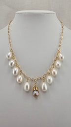 Majestueux collier chaine en perles de culture