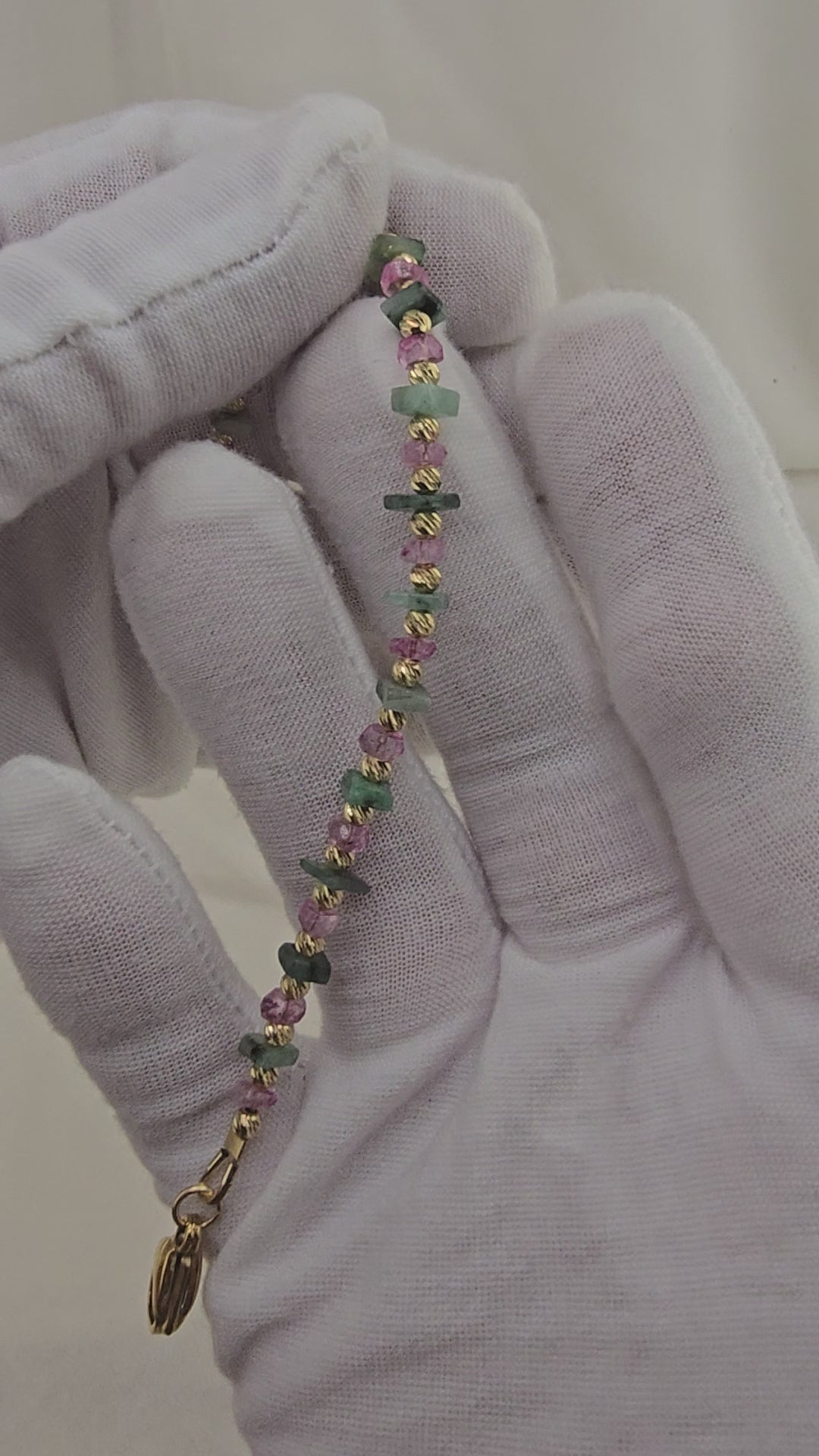 Bracelet en Topaze rose et Emeraude Myammar