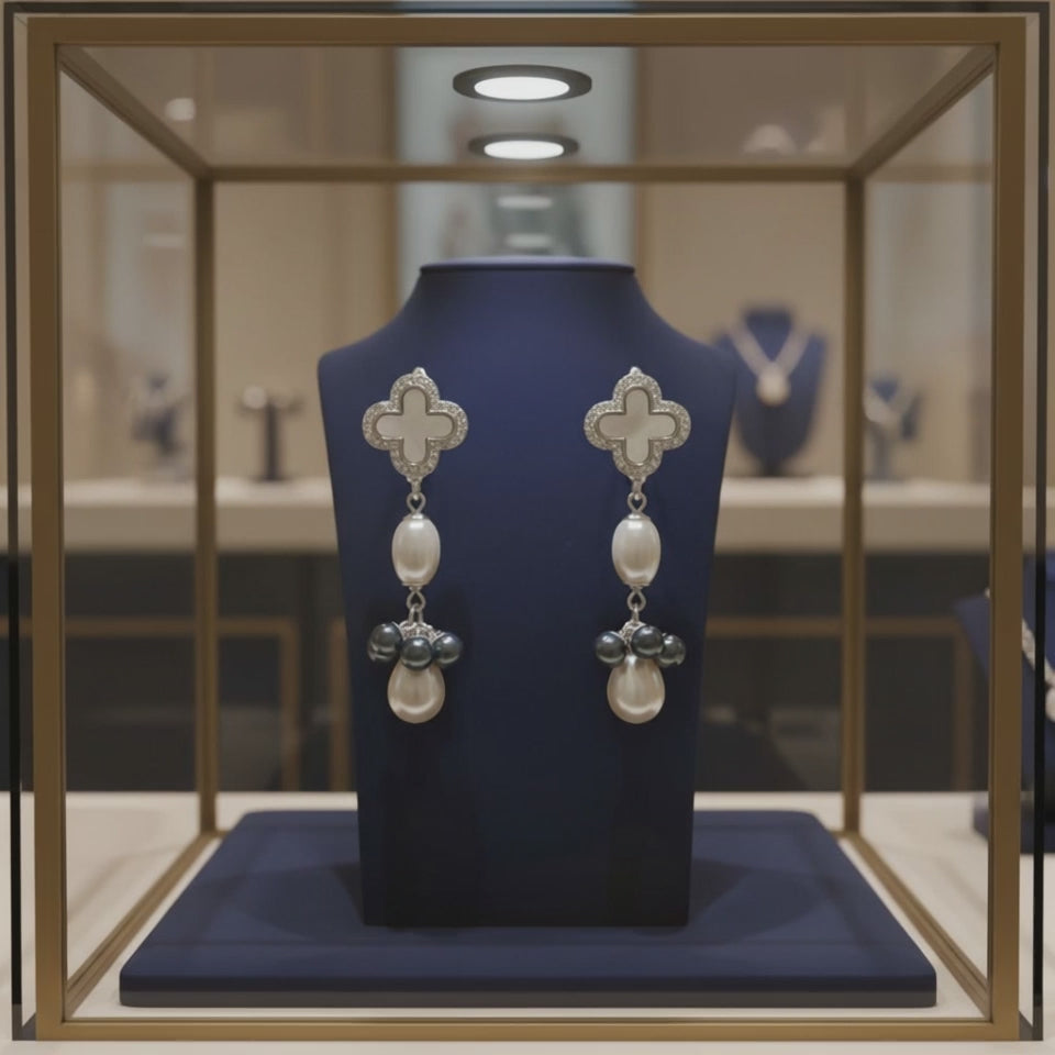 Boucles d oreilles en platine et Swarovski