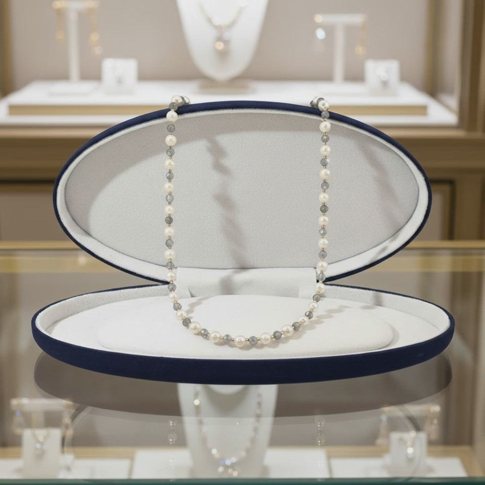 Lumière précieuse - perles de culture et labradorite