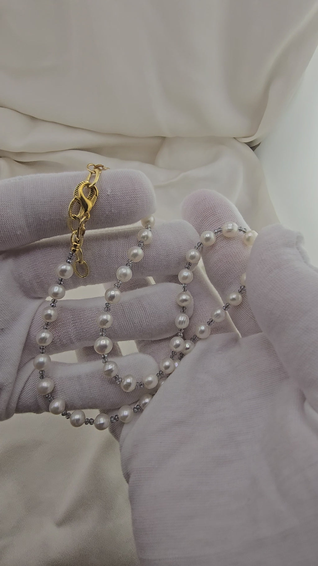 Collier avec perles de culture et Aigue marine dans son coffret prestige