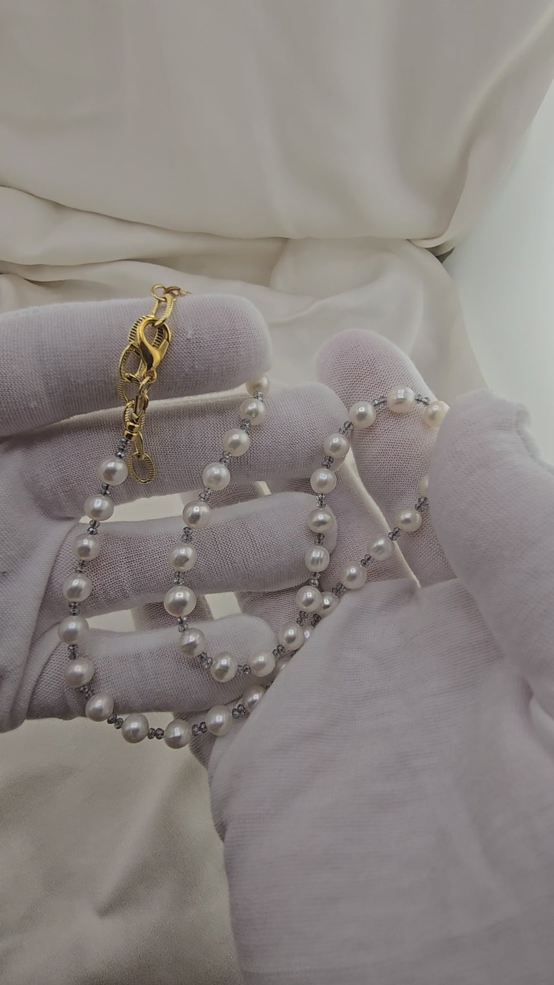 Collier avec perles de culture et Aigue marine dans son coffret prestige
