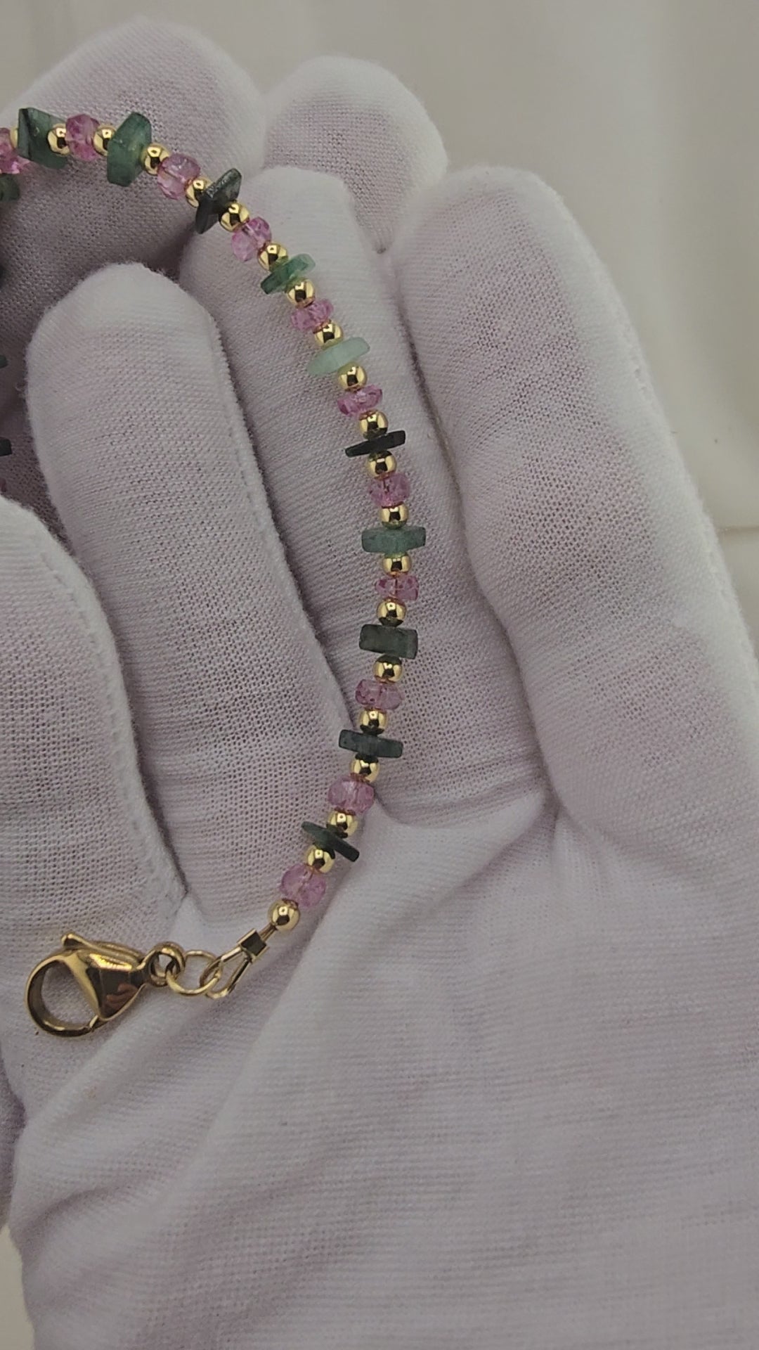 Bracelet en Topaze rose avec perles en vermeil rondes et lisses