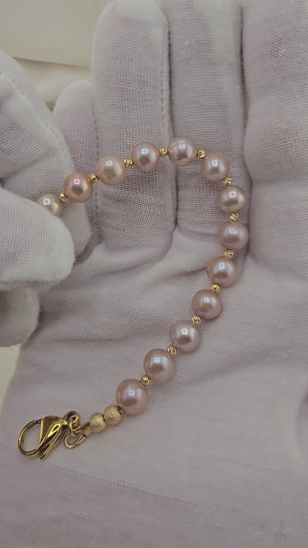 Bracelet en perles de culture rose