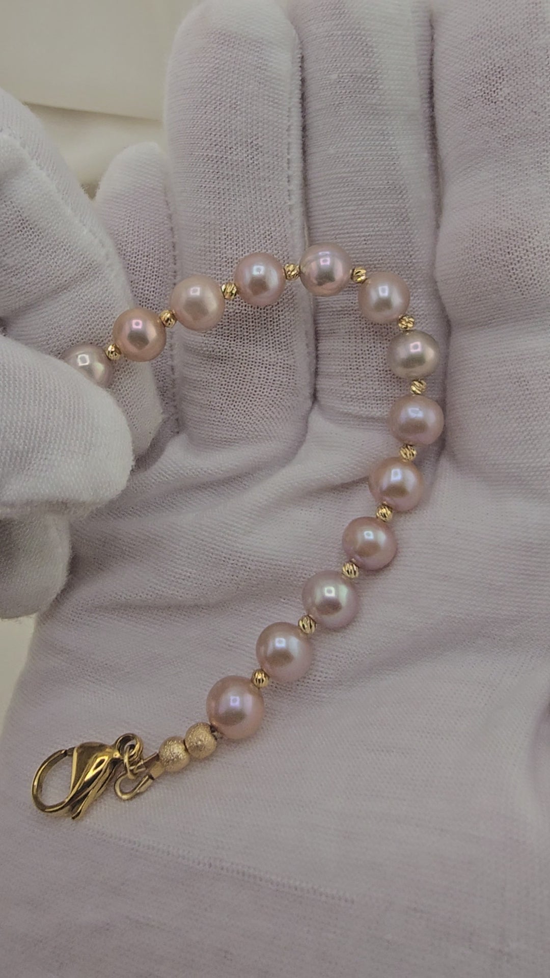 Bracelet en perles de culture rose