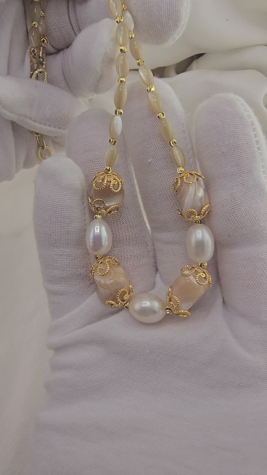 Rocca pearl and olive cultured pearl necklace