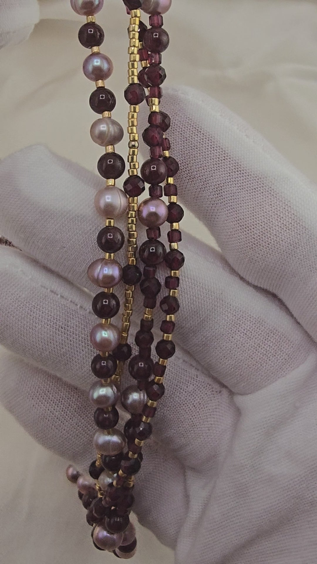 Collier 5 rangs avec perles de culture