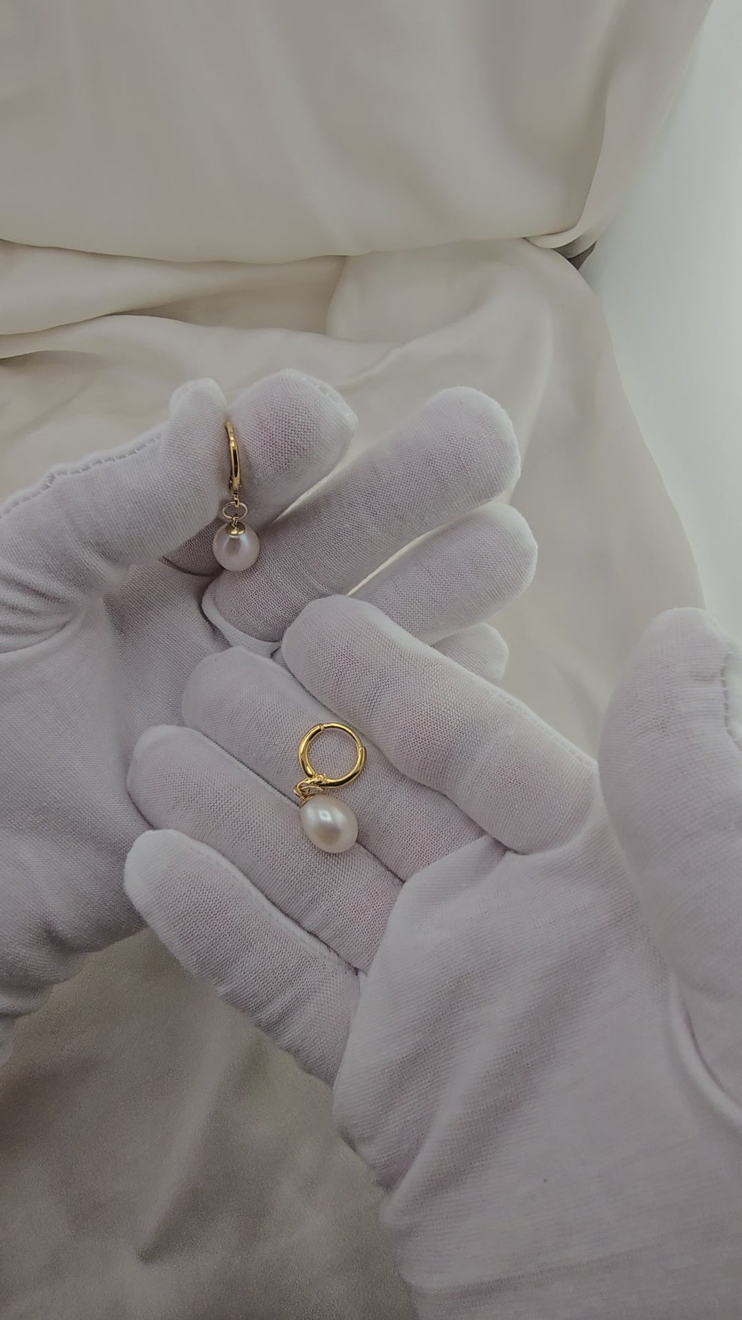 Boucles d oreilles en perles de culture olive
