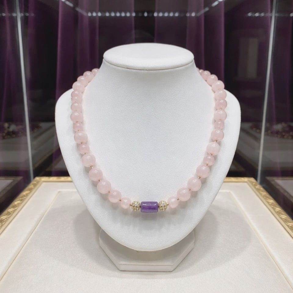 Collier en quartz rose